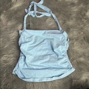 SHEIN Blue Ruched Tie Front Tank Top